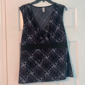 Purple, Gray and Black sleeveless blouse